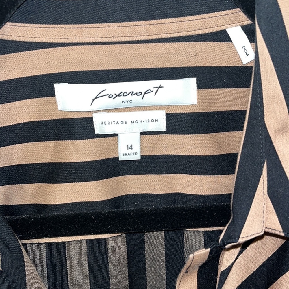FOXCROFT Mary Stripe Stretch Button Up Shirt Heritage Non-Iron Misses office - Picture 8 of 9